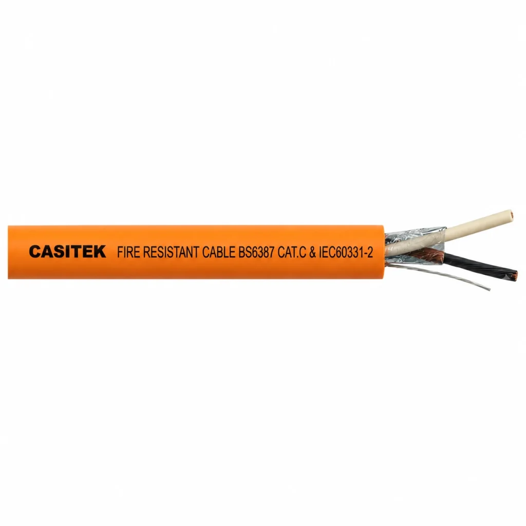 CASITEK BS 6387 Cat. C fire resistant control cable with silicone rubber insulation and orange LSZH sheath