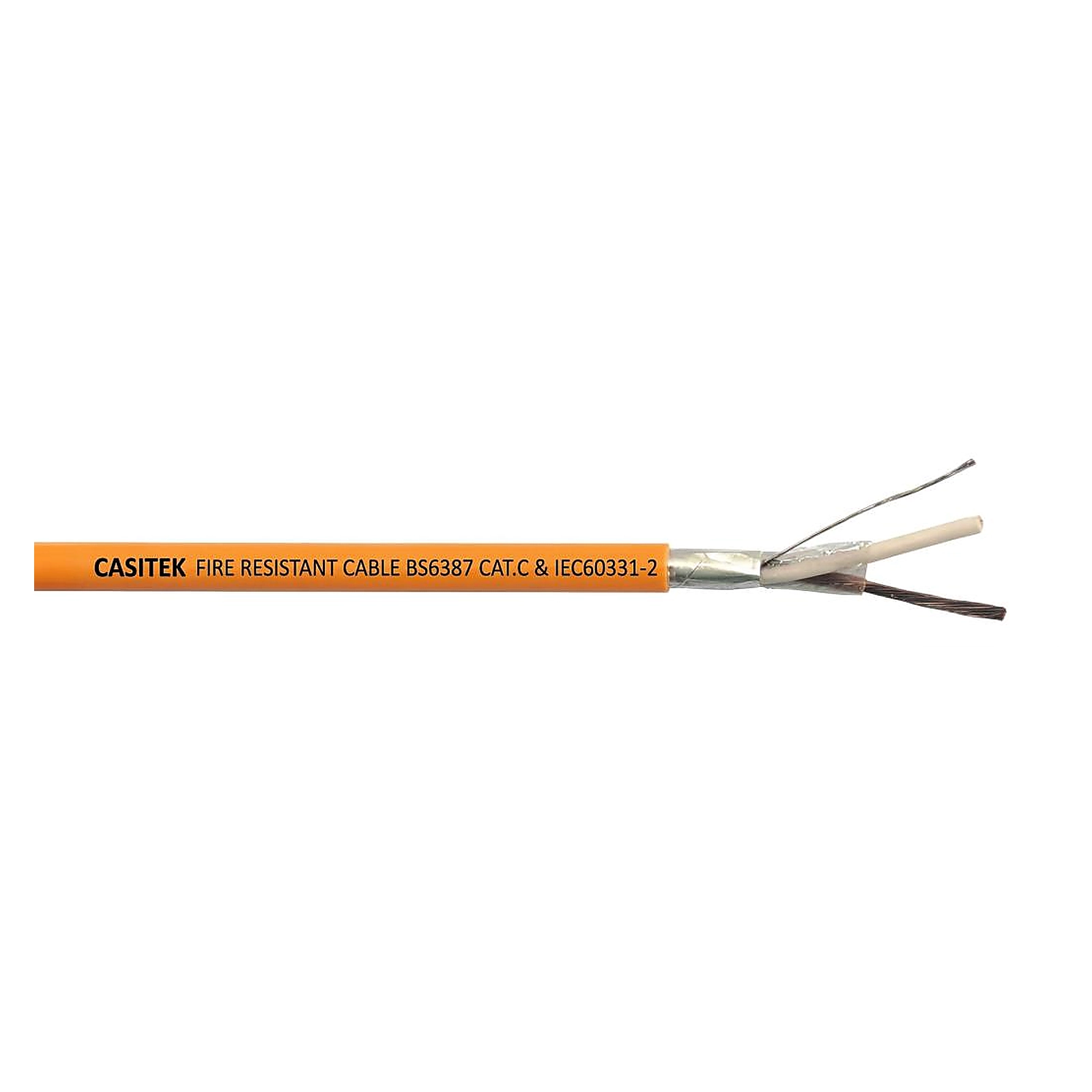 CASITEK BS 6387 Cat. C fire resistant instrument cable with Al foil screen, drain wire and orange LSZH sheath