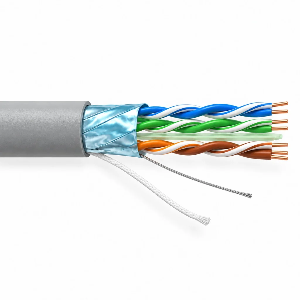 CASITEK Category 6 F/UTP LAN cable with aluminium foil shielding, tinned copper drain wire and PVC sheath