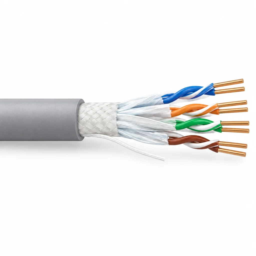 CASITEK Category 6A S/FTP LAN cable with foil-per-pair and overall TC braid shielding