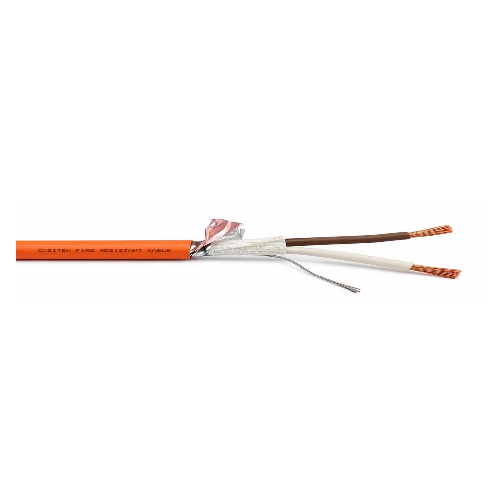 CASITEK LSZH fire resistant instrument cable with ceramic silicone insulation, mica tape fire barrier, Al foil screen and orange LSZH sheath