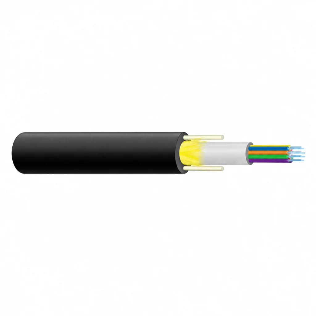 CASITEK GYFXTW outdoor optical fiber cable with non-metallic FRP strength members, PBT loose tube, aramid yarn and PE sheath