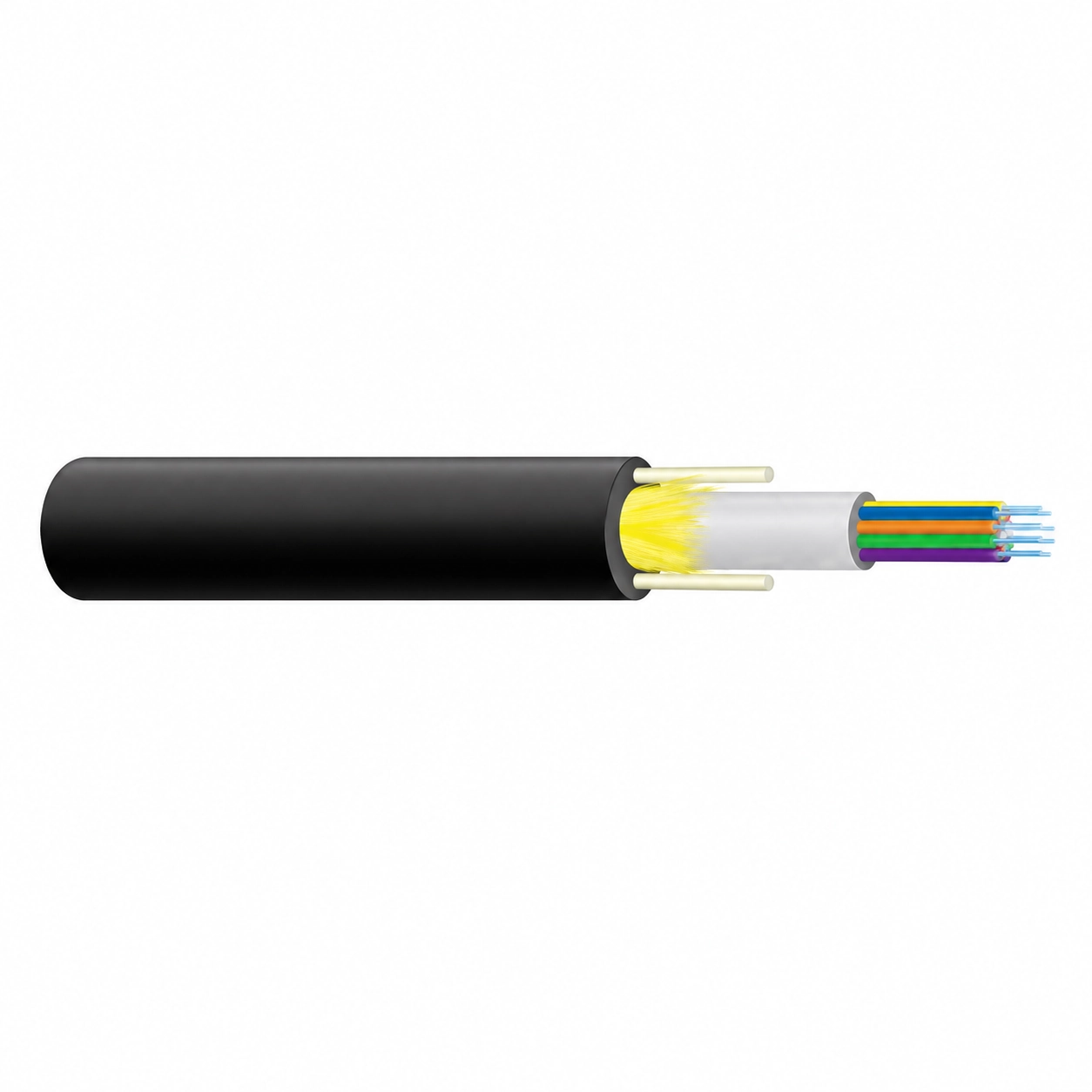 CASITEK GYFXTW outdoor optical fiber cable with non-metallic FRP strength members, PBT loose tube, aramid yarn and PE sheath