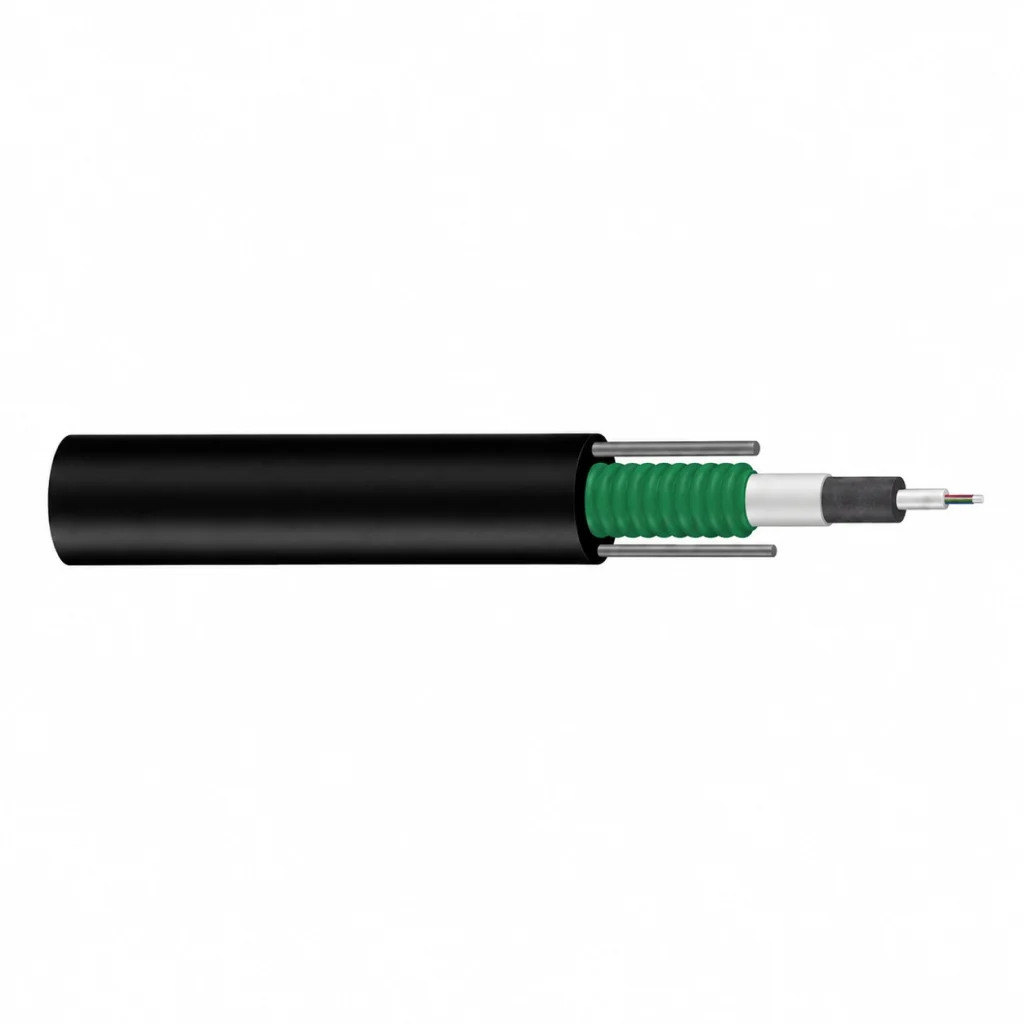 CASITEK GYXTW outdoor optical fiber cable with PBT loose tube, PSP light armour, steel wire strength members and PE sheath